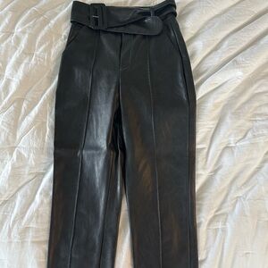 Black Faux Leather High Waisted The Kooples Pants with Belt